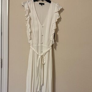 1. State White Maxi Dress with Ruffle Trim